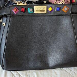 "Fendi" Black studded Peekaboo handbag
